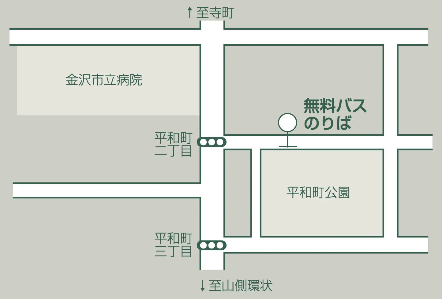 無料バス乗り場の地図